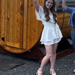 Lulu's Cream Cutout Neckline Top